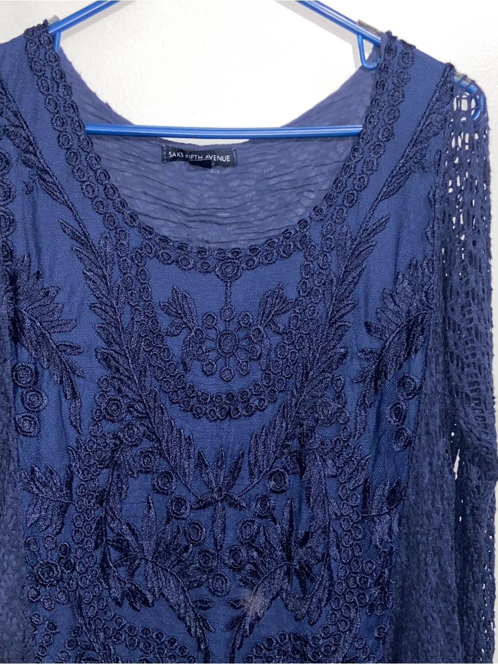 Saks Fifth Avenue Top Womens Medium Italy Whimsigoth Fairy Crochet Boho Coastal - Picture 3 of 12